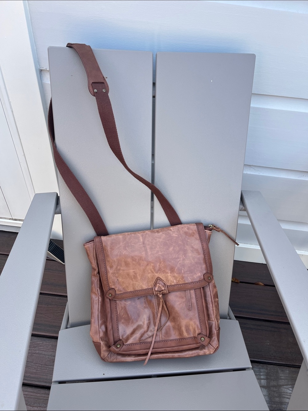 The Sak Distressed Brown Leather Crossbody Backpack